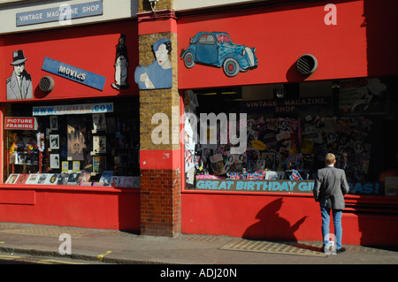 Oldtimer Magazin Shop Brewer Street Soho in London Stockfoto