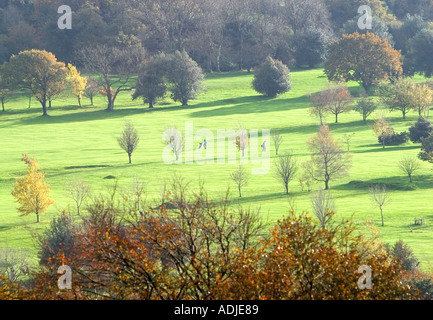 Golfer auf ein Herbstmorgen auf einen Golfplatz in der Nähe von Okehampton Devon England Stockfoto