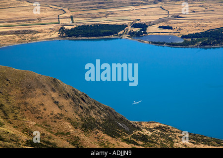 Gleiter und Lake Ohau Mackenzie Country Süd Insel Neuseeland Stockfoto