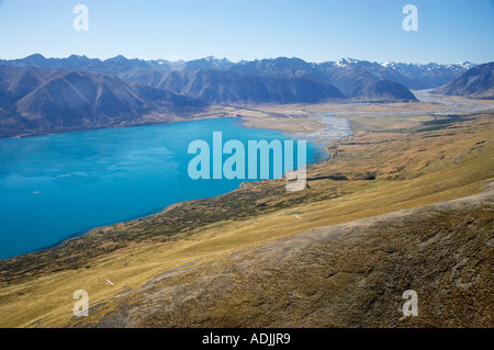 Lake Ohau und Segelflugzeuge Mackenzie Country Süd-Insel Neuseeland Stockfoto