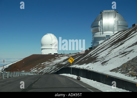 Canada-France-Hawaii Telescope und Gemini Nord-Teleskop auf dem Mauna Kea Stockfoto