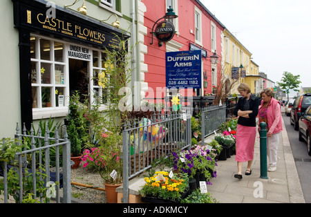 Blumenladen in der alten Stadt Killyleagh westlich von Strangford Lough, County Down, Nordirland. Stockfoto