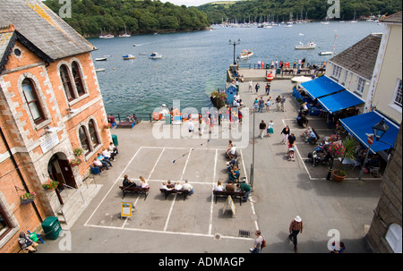 Blick auf den Stadtkai in Fowey Cornwall Stockfoto