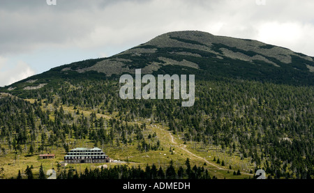 Luftaufnahme über dem Riesengebirge Krkonose Tschechien Stockfoto