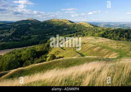 Die Malvern Hills aus Eisen Alter Wallburg auf Herefordshire Beacon Herefordshire Worcestershire Boarder England Stockfoto