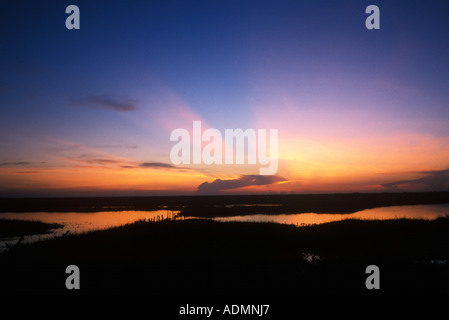 Die untergehende Sonne über Los Llanos in Venezuela Stockfoto
