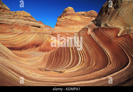 Nördlichen Coyote Buttes, The Wave, versteinerte Sanddüne, Sandstein, gebildet durch Wasser und Wind-Erosion, USA, Arizona Stockfoto