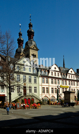 "Am Plan" und der Liebfrauenkirche, Koblenz, Deutschland. Stockfoto