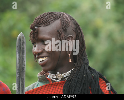 Masai Mann mit Speer Stockfoto