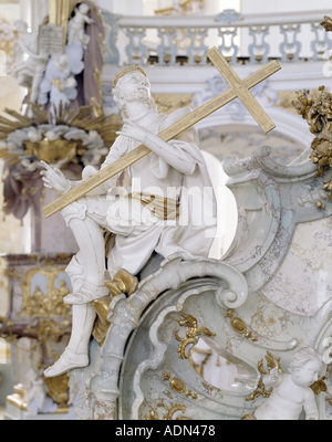 Vierzehnheiligen, Gnadenaltar in der Wallfahrtskirche, Heiliger Achatius, Helfer Bei Schweren Krankheiten Stockfoto