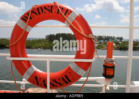 Florida Port Everglades, Windstar Cruises, Inflight, Passagierkabine, Windsurf, Schiff, Boot, Kurzurlaub, Lebensretter, Flare, Besucher reisen Reise Tour Stockfoto