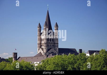 Groß St. Martin Kirche, Brutto, Sankt Martin, Köln, Nordrhein-Westfalen, Deutschland Stockfoto