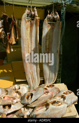 Getrocknet, Muränen und Rochen zum Verkauf an ein Meeresfrüchte-Markt in der Nähe Yeongjongdo Pier Incheon Gyeonggi-Do in Südkorea Stockfoto