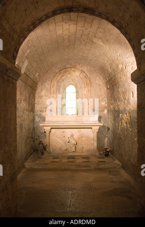 Die Krypta die, Eglise St. Philibert Abbey church Tournus Frankreich Stockfoto