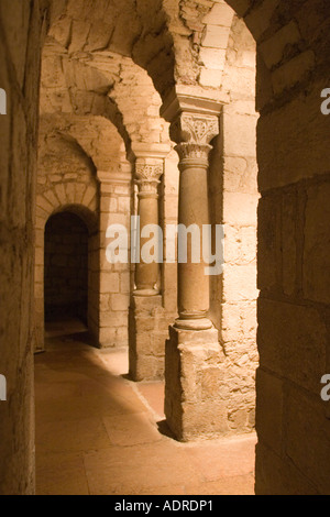 Die Krypta die, Eglise St. Philibert Abbey church Tournus Frankreich Stockfoto