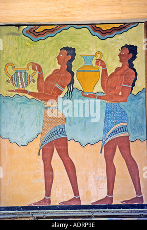Wandbild gemalt an Wand Knossos Kreta Griechenland Stockfoto