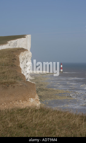 Beachy Head Cliff und Leuchtturm in der Nähe von Eastbourne East Sussex England UK Stockfoto