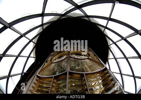 Nahaufnahme der Glühbirne an der Spitze der Portland Bill Leuchtturm am Portland in Dorset England UK Stockfoto