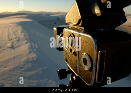 Fotografieren im White Sands National Monument in der Nähe von Alamogordo, New Mexico. Stockfoto