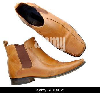 Paar braune Chelsea-Stiefel. Stockfoto