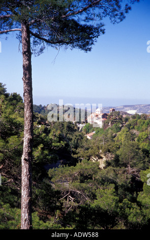 Dorf im Troodos-Gebirge, Pano Platres, Südzypern Stockfoto