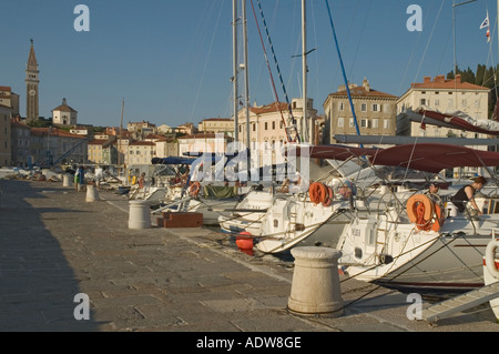 Slowenien Piran Hafen Segelboote am dock Stockfoto