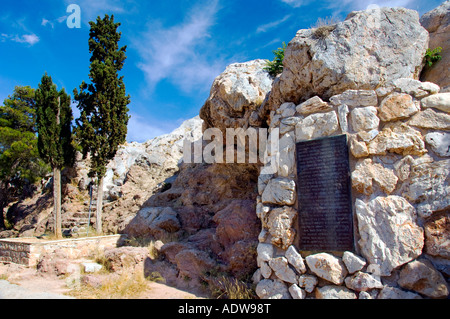 Mars Hill oder der Areopag in der Nähe der Akropolis in Athen Griechenland Stockfoto