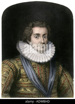 James I König von Großbritannien auch als James VI. von Schottland bekannt. Handcolorierte Stahlstich Stockfoto