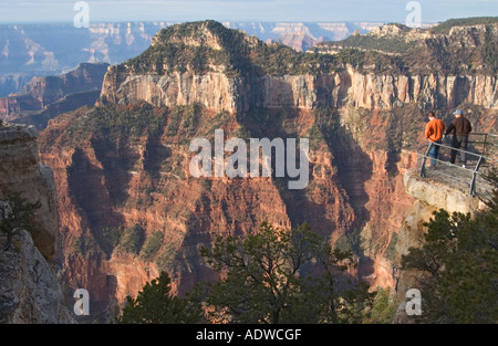 Arizona Grand Canyon National Park-Blick vom Aussichtspunkt unterhalb Lodge North Rim Besucher Stockfoto