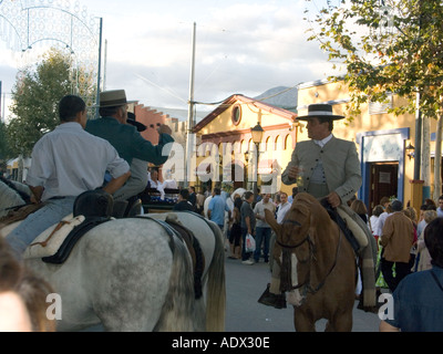 Pferde und Reiter auf der Feria von Fuengirola, Costa Del Sol, Spanien, Europa Stockfoto