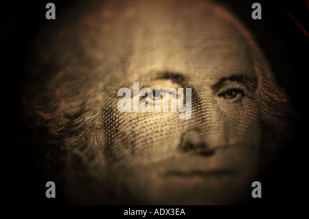 George Washington auf Dollar Bill Note US-Geld-Währung Stockfoto
