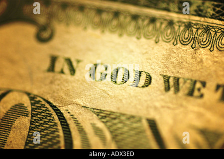 Ein US-Dollar Bill Geld hautnah Stockfoto