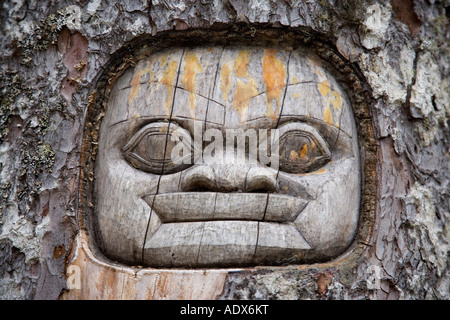 traditionell lebende Baum Totem schnitzen USA Alaska Juneau Stockfoto