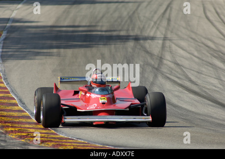 Robert Moeller fährt seinen Ex Gilles Villeneuve 1980 Ferrari 312 T5 bei der Brian Redman International Challenge auf der Road America. 2005 Stockfoto