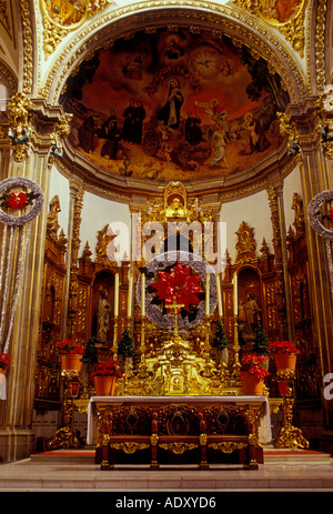 Hauptaltar, Pfarrkirche von San Juan Bautista, die römisch-katholische Kirche, Katholizismus, coyoacan, Mexico City, Distrito Federal, Mexiko Stockfoto