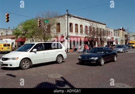 6. Straße Austin Texas Sxsw Bar im Hintergrund Stockfoto