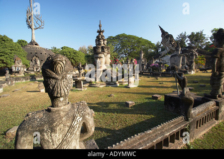 Blick auf Xieng Khuan (Buddha Park) Stockfoto