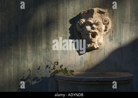 Lissabon Portugal Gesicht am Brunnen im Castelo de Sao Jorge Stockfoto
