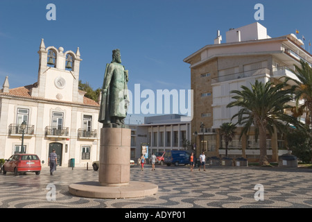 Cascais Portugal Statue von Pedro I Praca 5 de Outubro Stockfoto