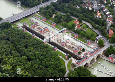 Watergate Hannover-Anderten, Hindenburgschleuse, Baujahr 1919-1928, Deutschland, Niedersachsen, Hannover Stockfoto