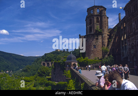 Heidelberger Schloss und Burg-Terrasse in Heidelberg, Baden-Württemberg, Deutschland, Europa Stockfoto