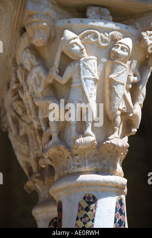 Kreuzgang Detail Cattedrale di Monreale Palermo Sizilien Italien Stockfoto