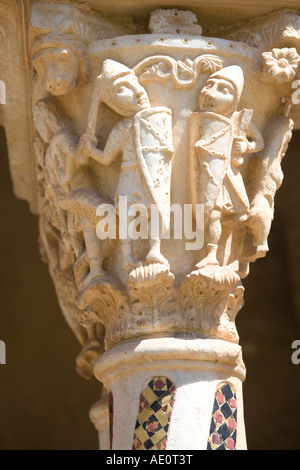 Kreuzgang Detail Cattedrale di Monreale Palermo Sizilien Italien Stockfoto