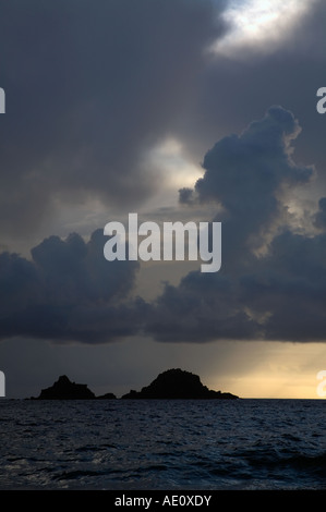 Die Brisons aus dem Kinderbett Valley in West Cornwall bei Sonnenuntergang aufgenommen Stockfoto