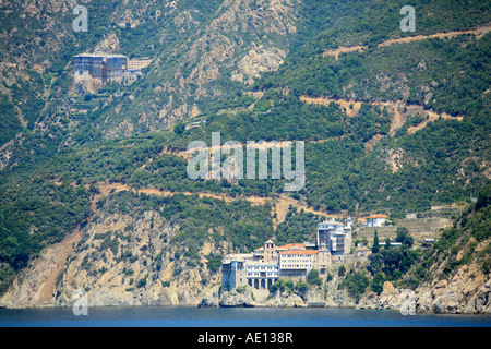 die Klöster Simonos Petra und Grigoriou auf der Mönche Republik Athos auf der Halbinsel Chalkidiki in Griechenland Stockfoto