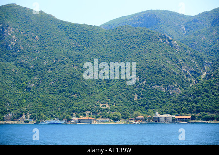 Hafen Dafni auf der Mönche Republik Athos auf der Halbinsel Chalkidiki in Griechenland Stockfoto