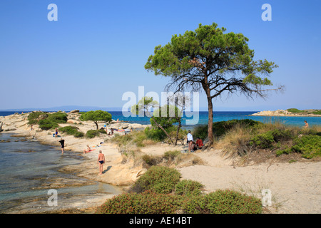 Karidi Beach in der Nähe von Vourvourou auf Sithonia Halbinsel auf der Halbinsel Chalkidiki in Griechenland Stockfoto