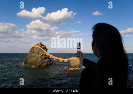 Japan zentralen Honshu Chubu Ise-Shima Futami Meoto-Iwa vermählt Felsen Stockfoto