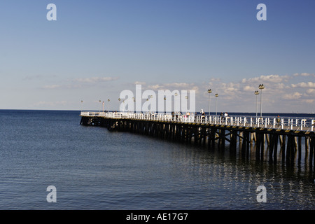 Holzmole in Gdynia Orlowo, der Bucht von Danzig, Polen Stockfoto