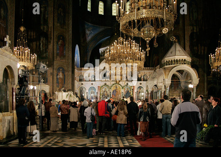 Steinschnittlage Priester Mönch Symbol St Sofia Alexander Nevsky Kirche Kathedrale Christentum orthodoxe Religion alte Erbe sicher weiß Stockfoto